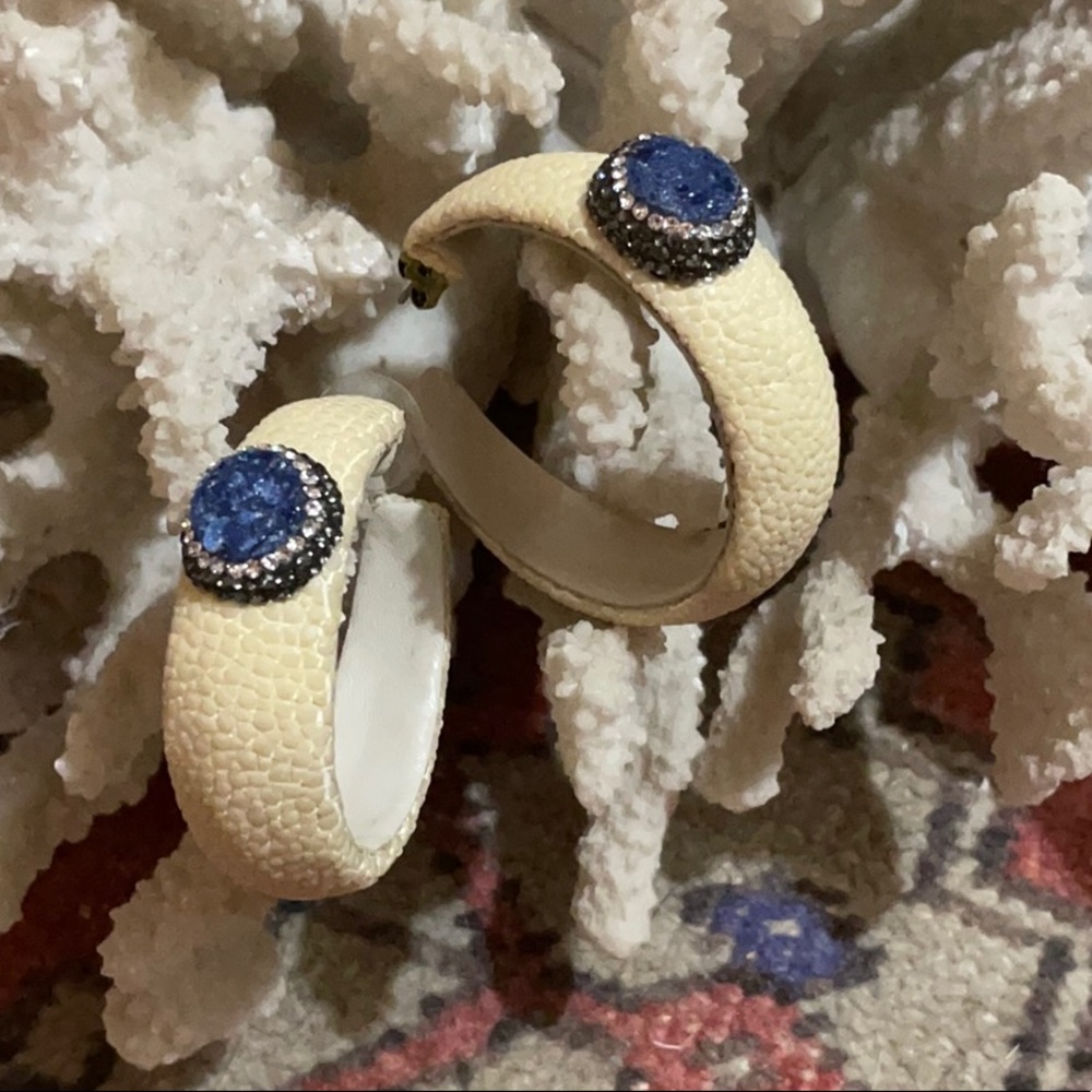 Genuine Stingray & Druzy hoops